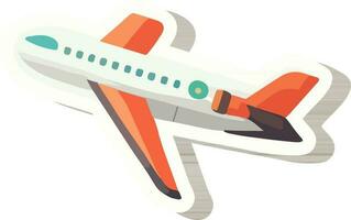 Sticker Style Airplane Icon In Orange And Gray Color. vector