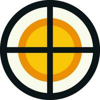 aislado objetivo icono o símbolo en amarillo y negro color. vector