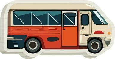 Sticker Style Colorful Bus Icon. vector