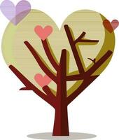 Illustration Of Beautiful Heart Tree Branch Icon In Flat Style. vector