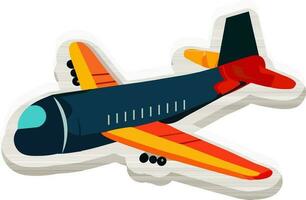 Sticker Style Airplane Icon In Colorful. vector