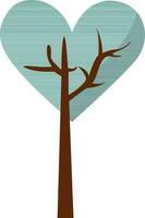 Isolated Heart Shape Tree Icon In Flat Style. vector