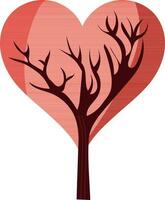 Isolated Heart Shape Tree Icon In Red Color. vector