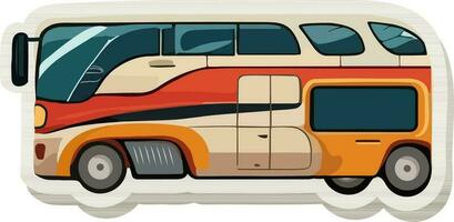 Isolated Colorful Electric Bus Icon In Sticker Style. vector