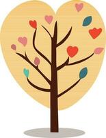 Heart Shape Tree Icon In Yellow Color. vector