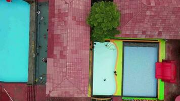 Bandung, Indonesia, On January 02, 2023, Beautiful Aerial View, Swimming Pool In the countryside, West Java-Indonesia. video