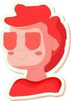 Sticker Style Spectacles Wearing Young Boy Character Icon In Red Color. vector