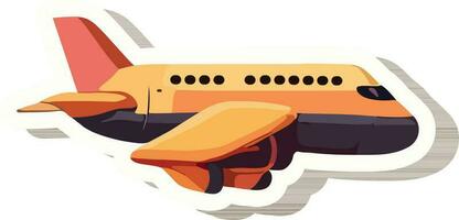 Sticker Style Airplane Icon In Orange And Purple Color. vector