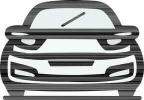 Front View of Car Icon In Black And White Color. vector