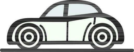 Black And White Retro Car Icon In Flat Style. vector