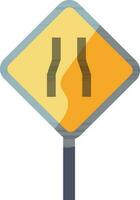 Narrow Road Sign Board Icon In Flat Style. vector