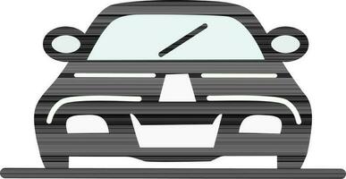 Front View of Car Icon In Black And White Color. vector