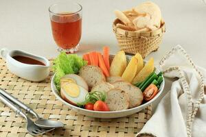 Selat Solo Galantine, Javanese Steak with Meatloaf and Steamed Vegetable photo