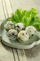 Korean Seaweed Rice Balls or Jumeokbap with Ham photo