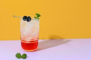 Summer Mojito Cocktail with Blueberry and Mint Leaf photo