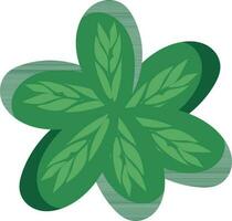 Green Flower Shape Leaves Icon In Flat Style. vector