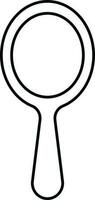 Isolated Hand Mirror Icon In Black Linear Style. vector