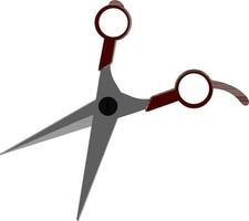 Brown And Gray Scissors Icon In Flat Style. vector