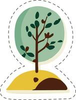 Tree Or Plant Icon In Sticker Style. vector