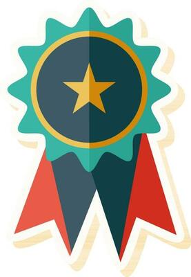 Isolated Colorful Star Badge Icon In Sticker Style.