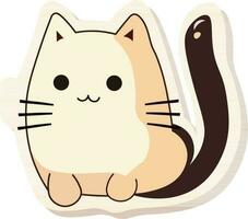 Pastel Brown Cute Cat Character In Sticker Style. vector
