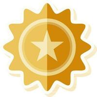 Golden Star Badge Icon In Sticker Style. vector