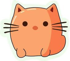 Sticker Or Label of Cute Cat Cartoon In Orange Color. vector