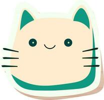 Isolated Cat Emoji Face In Sticker Style. vector