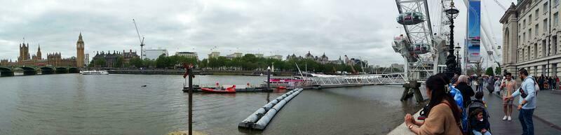 Gorgeous High Resolution Ultra Wide Panoramic View of Central London City of England Great Britain, The Image Was Captured During Cloudy Evening at Westminster, Big and London Eye on 30-May-2023 photo