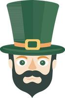 Character of Leprechaun Man Face Icon In Flat Style. vector