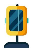 Isolated Mirror Stand Element In Yellow And Blue Color. vector