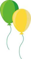 Green And Yellow Balloons Icon In Flat Style. vector