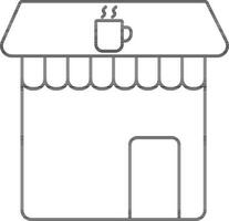 Linear Style Tea Or Coffee Shop Icon. vector