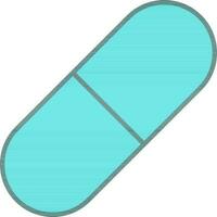 Flat Illustration Of Turquoise Capsule Or Tablet Icon. vector