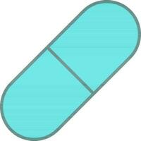 Flat Illustration Of Turquoise Capsule Or Tablet Icon. vector