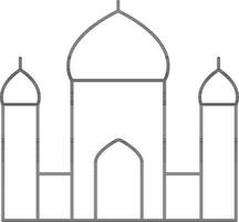 Black Outline Illustration Of Taj Mahal Icon. vector