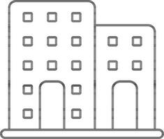 Isolated Cityscape Building Icon In Black Line Art. vector