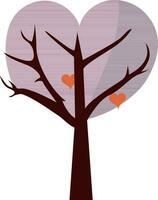 Flat Style Heart Shape Tree Icon In Purple Color. vector