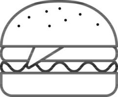 Illustration of Burger Icon In Black Outline Style. vector