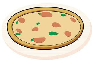 Isolated Pizza Element In Sticker Style. vector