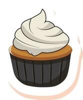 Isolated Cupcake Element In Sticker Style. vector