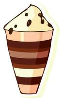 Isolated Ice Cream Glass Icon In Sticker Style. vector