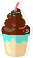 Soft Serve Ice Cream Cup Icon In Sticker Style. vector