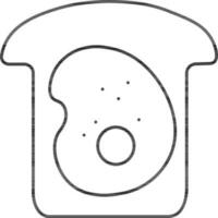 Egg Bread Or Toast Icon In Black Outline Style. vector