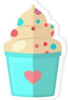 Sticker Style Whipped Ice Cream Cup Icon In Colorful. vector