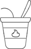 Isolated Yogurt Cup With Spoon Icon In Line Art. vector