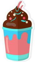 Isolated Ice Cream Cup Icon In Sticker Style. vector