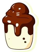 Melting Ice Cream or Cupcake Icon In Sticker Style. vector