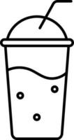 Bubble Tea Glass With Straw Icon In Line Art. vector