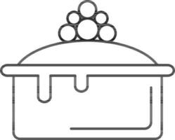 Strawberry Cake Icon In Black Line Art. vector